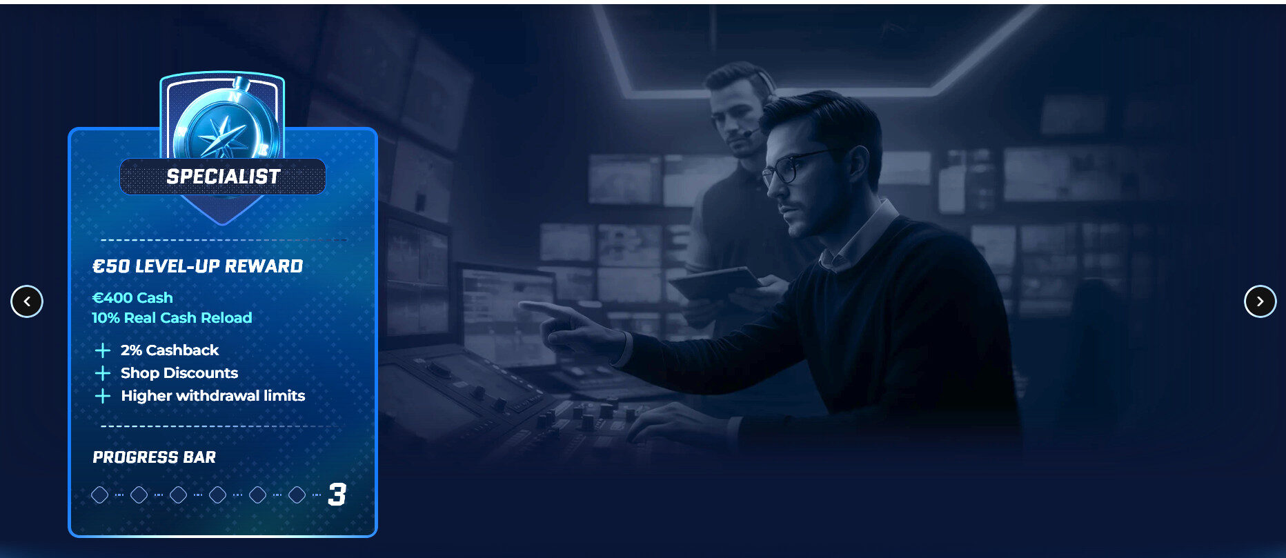 Cashback-erbjudande med VIP-nivåer och 2% återbetalning på förluster hos bettingsida utan svensk licens