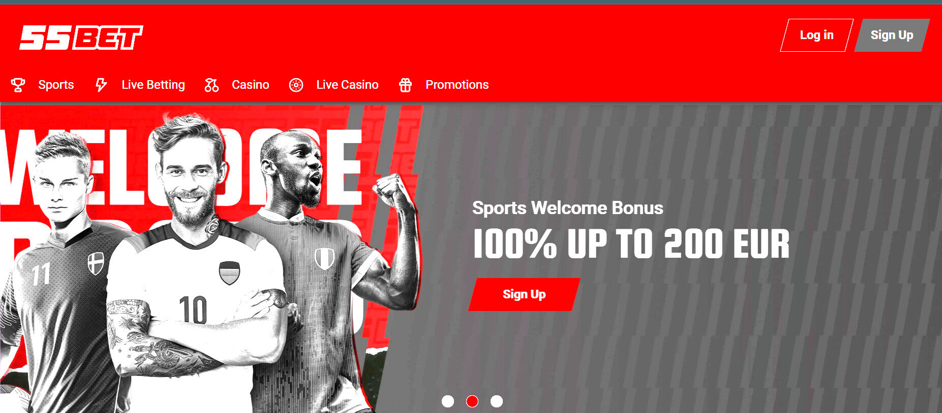 55Bet bettingsida utan svensk licens med sportbetting och odds